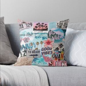 NEW! VSCO “To The Beach” Boho Collage Throw Pillowcase